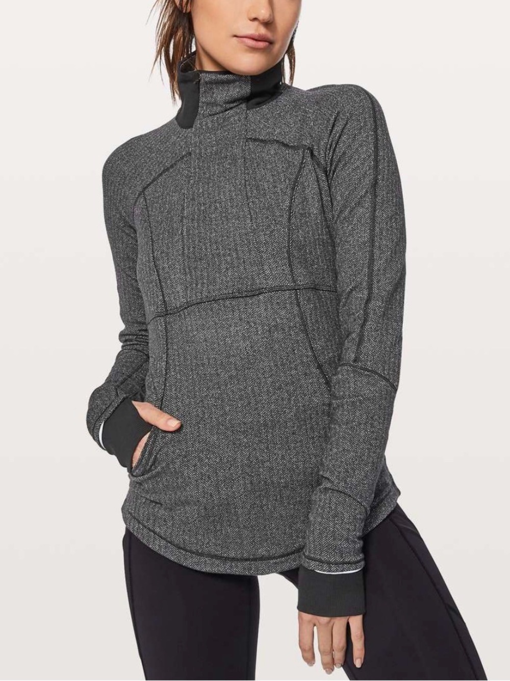 Lululemon Base Runner Heathered Gray Athletic Pullover Hoodie Running Size 8